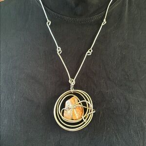 Silver Wire Wrapped Pendant Necklace